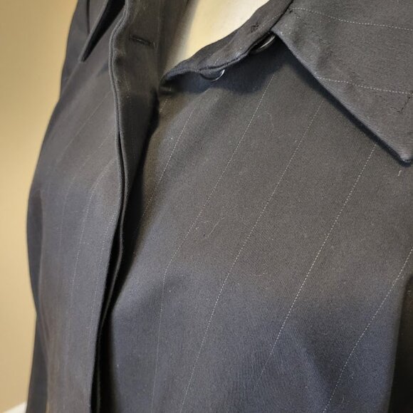 Calvin Klein Black Pinstripe Belted Blazer Size 12 - Picture 2 of 5